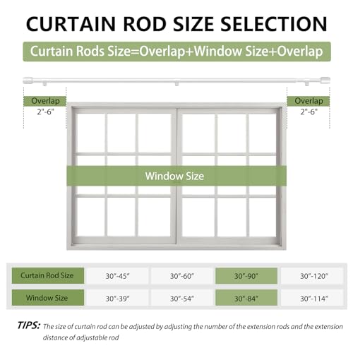 Edidonson 58 White Diameter Curtain Rods 3090 Inch for 3084 Inch Windows Adjustable Splicing White Curtain Rods for Windows with Brackets Window Rod Long Small Curtains Rod - Image 3