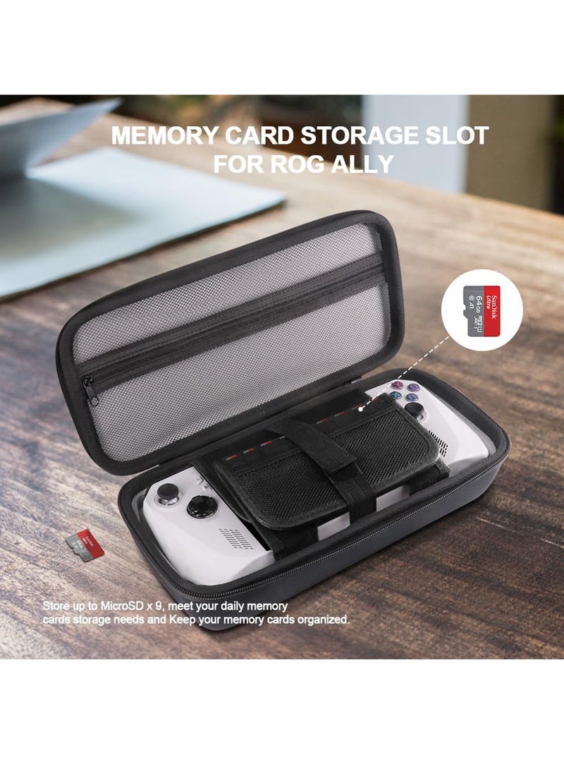 Uwals - Carry Case Compatible with ASUS ROG Ally, Built-in Charger Storage, Protective Hard Portable Travel Case Cover Shell Pouch with Pockets for Accessories and Games - Image 1