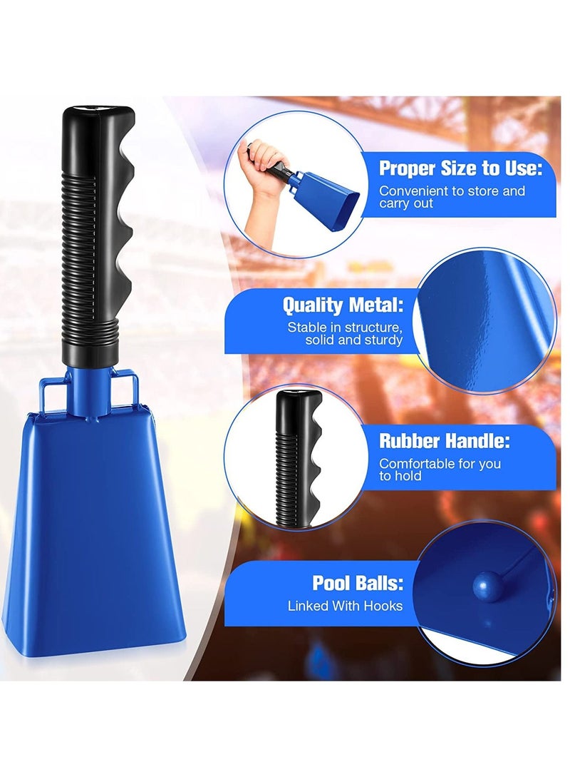 Mike Music Cowbells 2pcs,Steel Cow Bell 8 inch with Handle,Cheering Hand Bell for Sports Events,Football Games,Party,Farm,Hand Chimes Percussion Musical Instruments (8 inch, Blue)  - Image 5