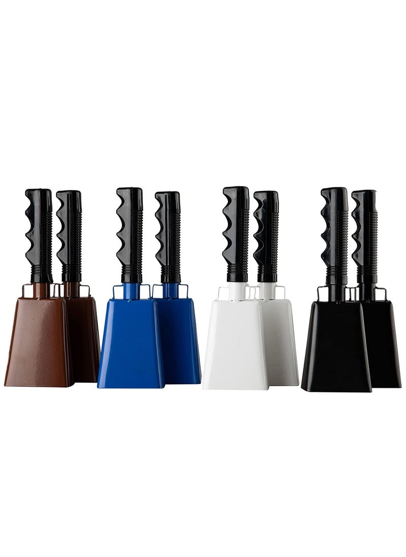 Mike Music Cowbells 2pcs,Steel Cow Bell 8 inch with Handle,Cheering Hand Bell for Sports Events,Football Games,Party,Farm,Hand Chimes Percussion Musical Instruments (8 inch, Blue)  - Image 4
