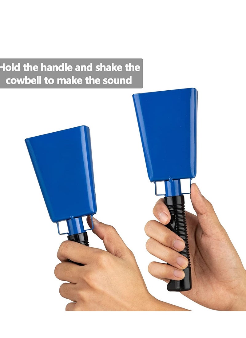 Mike Music Cowbells 2pcs,Steel Cow Bell 8 inch with Handle,Cheering Hand Bell for Sports Events,Football Games,Party,Farm,Hand Chimes Percussion Musical Instruments (8 inch, Blue)  - Image 3