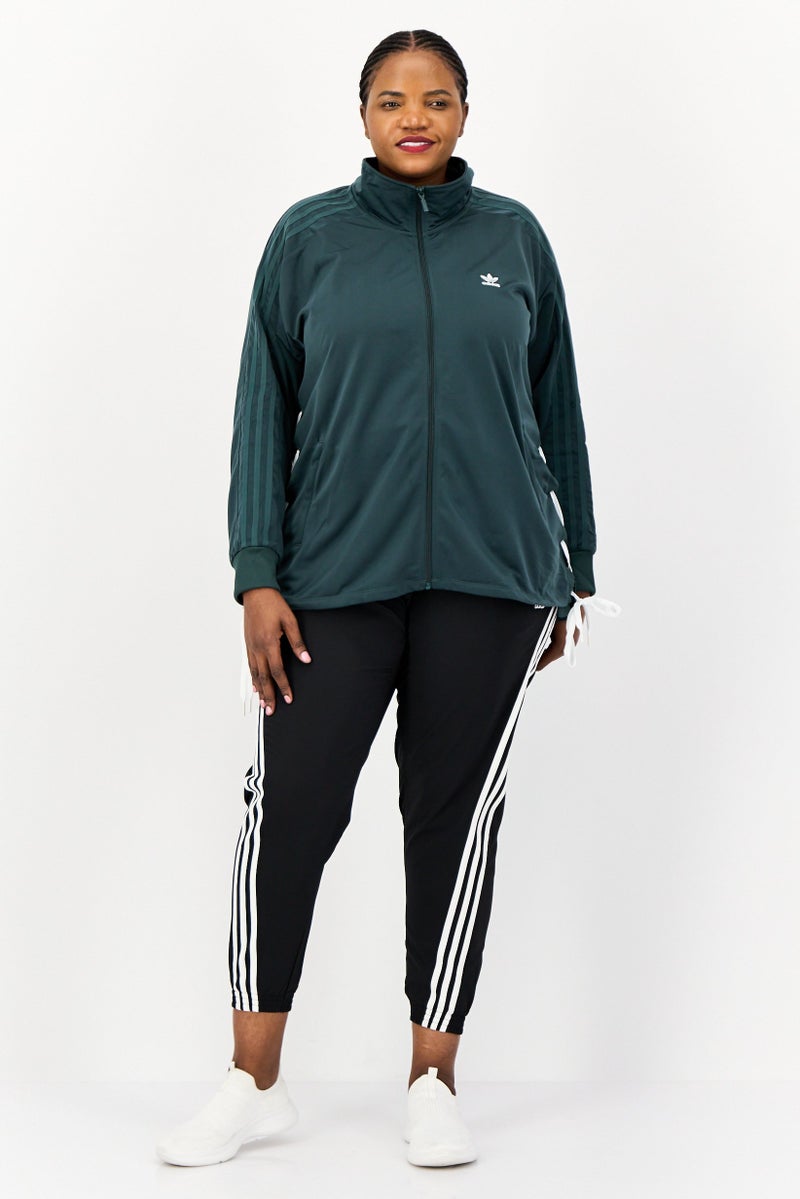 adidas Originals Women Plus Size Embroidered Logo Training Track Jacket, Green - Image 4