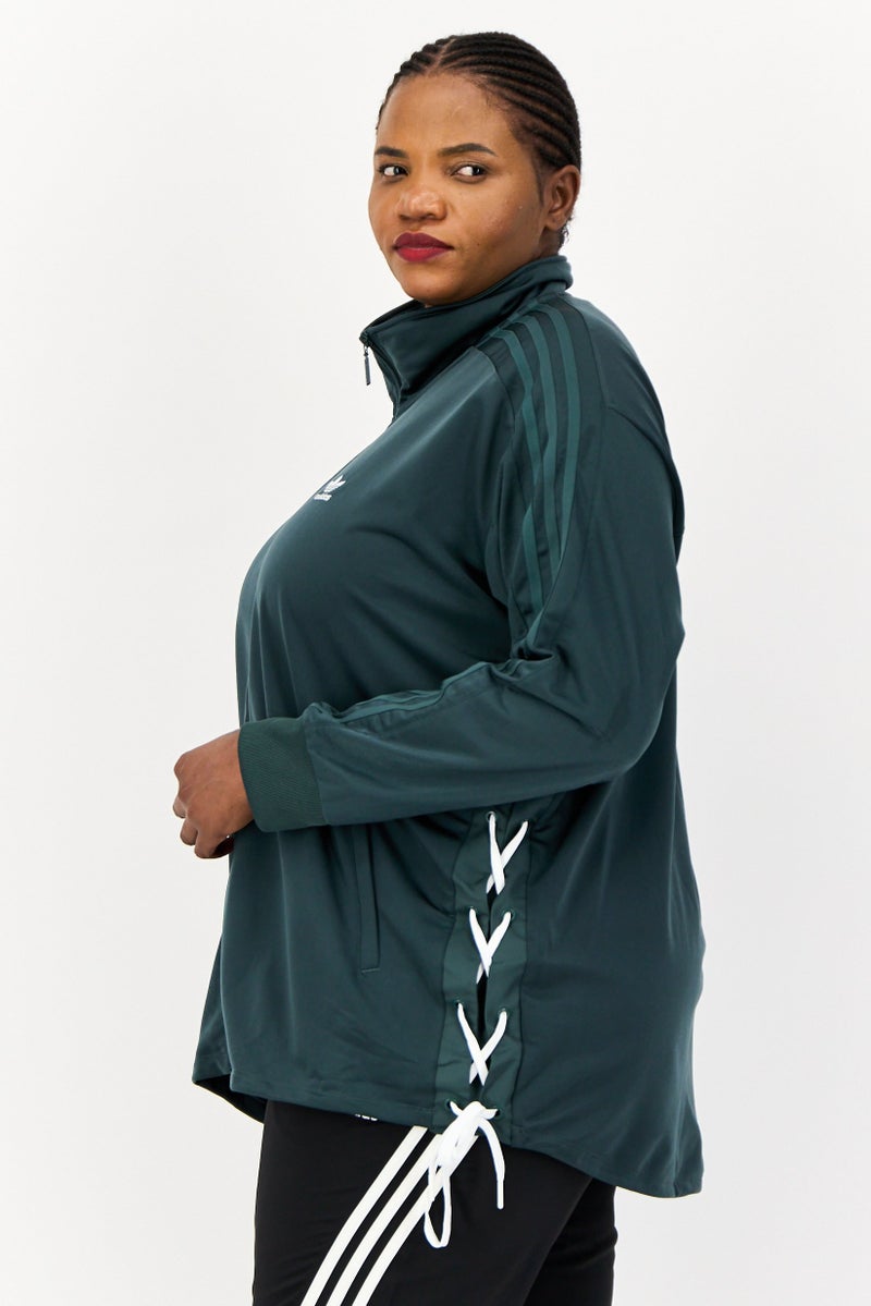 adidas Originals Women Plus Size Embroidered Logo Training Track Jacket, Green - Image 2