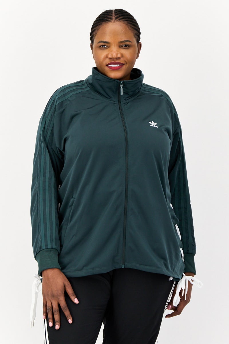 adidas Originals Women Plus Size Embroidered Logo Training Track Jacket, Green - Image 1