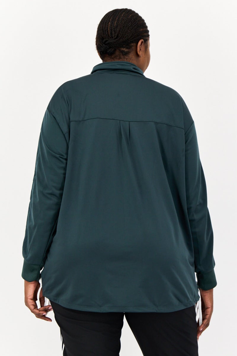 adidas Originals Women Plus Size Embroidered Logo Training Track Jacket, Green - Image 3