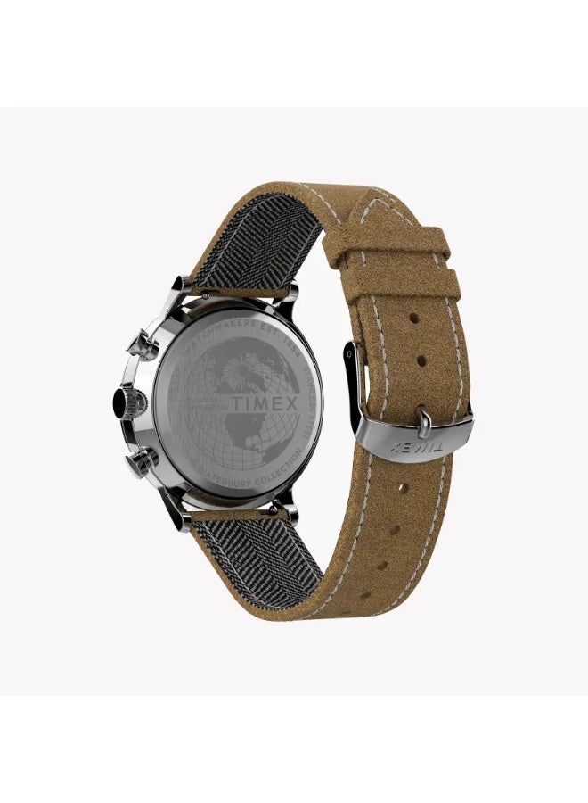 تيميكس TIMEX HERITAGE WATERBURY TW2T71200  ساعة رجالية كلاسيكية من الفولاذ المقاوم للصدأ بتصميم تان وفضي - Image 4