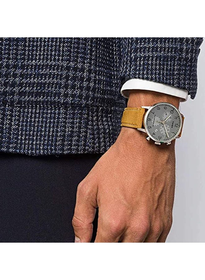 تيميكس TIMEX HERITAGE WATERBURY TW2T71200  ساعة رجالية كلاسيكية من الفولاذ المقاوم للصدأ بتصميم تان وفضي - Image 5
