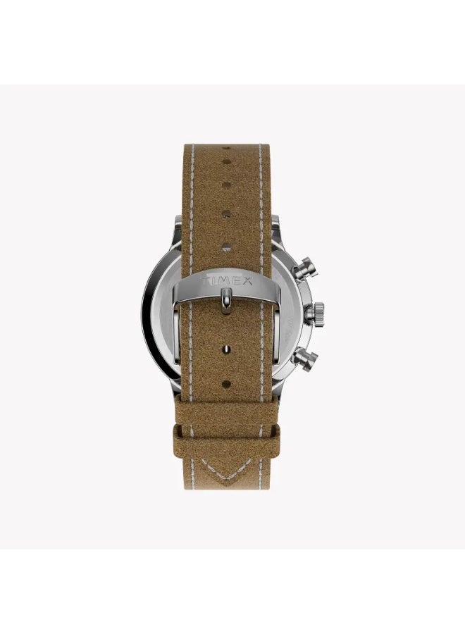 تيميكس TIMEX HERITAGE WATERBURY TW2T71200  ساعة رجالية كلاسيكية من الفولاذ المقاوم للصدأ بتصميم تان وفضي - Image 3