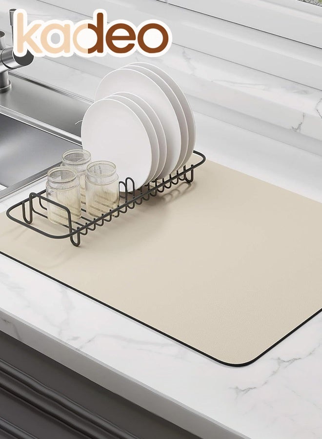 kadeo Dish Drying Mat for Kitchen Counter, Dish Drying Pad with Non-slip Rubber Backed, Hide Stain Anti Absorbent for Kitchen Counter, Drying Mat for Coffee Machine Dish Rack - Image 3