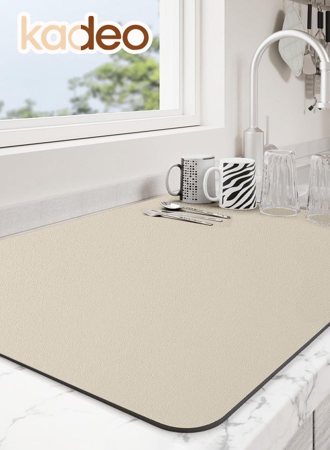 kadeo Dish Drying Mat for Kitchen Counter, Dish Drying Pad with Non-slip Rubber Backed, Hide Stain Anti Absorbent for Kitchen Counter, Drying Mat for Coffee Machine Dish Rack - Image 1
