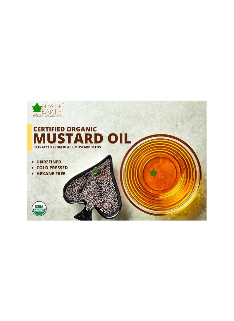 BLISS OF EARTH Bliss Of Earth 1 Liter Mustard Oil Organic Unrefined Cold Pressed Oil for Cooking Hair & Skin Pack of 4  - Image 2