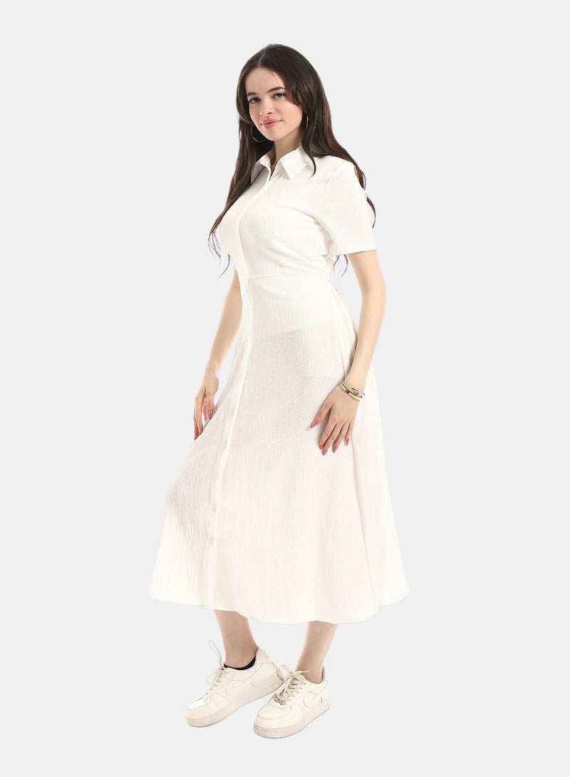 Andora Short Seelve Dress For Women - Off White - Image 4