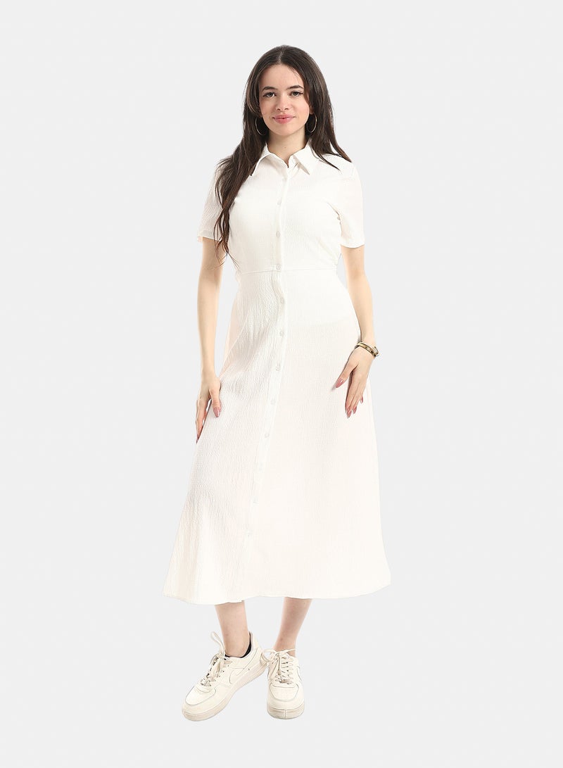 Andora Short Seelve Dress For Women - Off White - Image 1