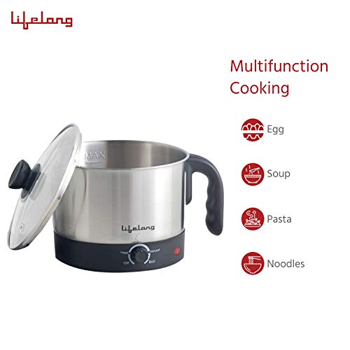 Lifelong Multifunction Cooker/Kettle 1.5 litres (Best for Boiling Milk, Eggs, Soup and Maggi/Noodles), Silver, 1.5 liters (LLMC01), Stainless Steel, 600 Watt - Image 3