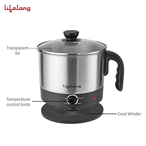 Lifelong Multifunction Cooker/Kettle 1.5 litres (Best for Boiling Milk, Eggs, Soup and Maggi/Noodles), Silver, 1.5 liters (LLMC01), Stainless Steel, 600 Watt - Image 2