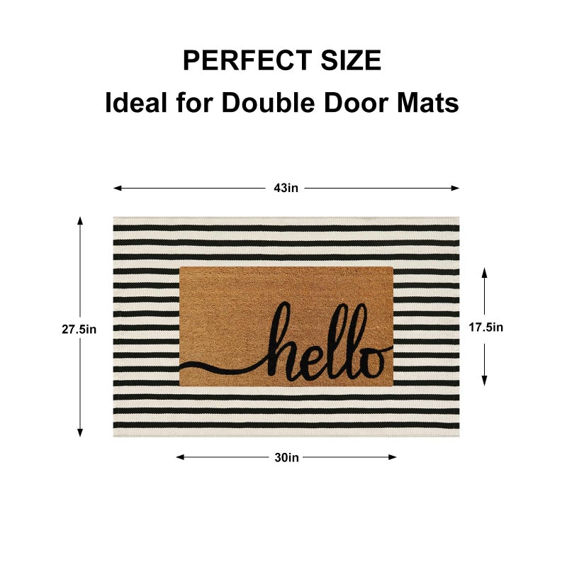 Sungea Black and White Striped Rugs 2.3'x3.6'  Washable Hand Woven Front Door Rug  Reversible Outdoor Welcome Mat Foldable Layered Door Mats for Entryway Porch Decor Home Entrance - Image 3
