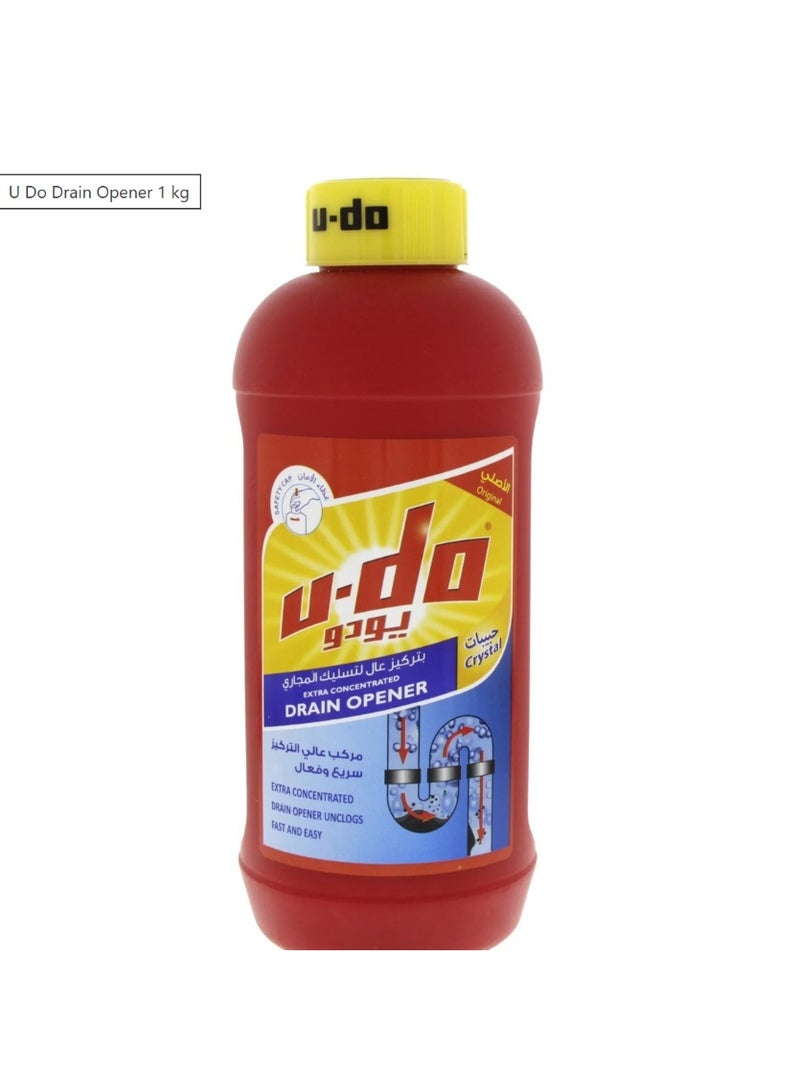 UDO U-Do Original Heavy Duty Crystal Drain & Sink Opener Unclogs 1kg - Extra Concentrated - Easy & Fast - Safe for all Pipes - No. 1 in GCC - Image 1