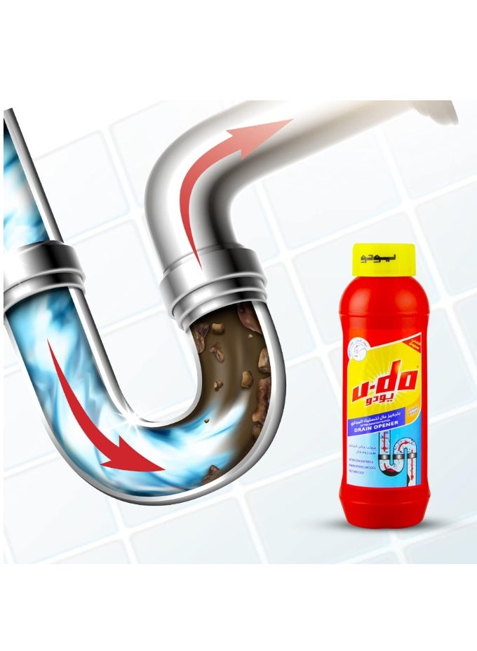 UDO U-Do Original Heavy Duty Crystal Drain & Sink Opener Unclogs 1kg - Extra Concentrated - Easy & Fast - Safe for all Pipes - No. 1 in GCC - Image 2