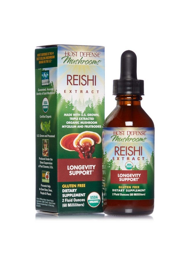 Host Defense Reishi Extract - Heart & Immune Health Support Supplement - Mushroom Supplement to Support Energy & Vitality - Reishi Supplement to Aid Overall Well-Being - 2 fl oz (60 Servings)* - Image 1