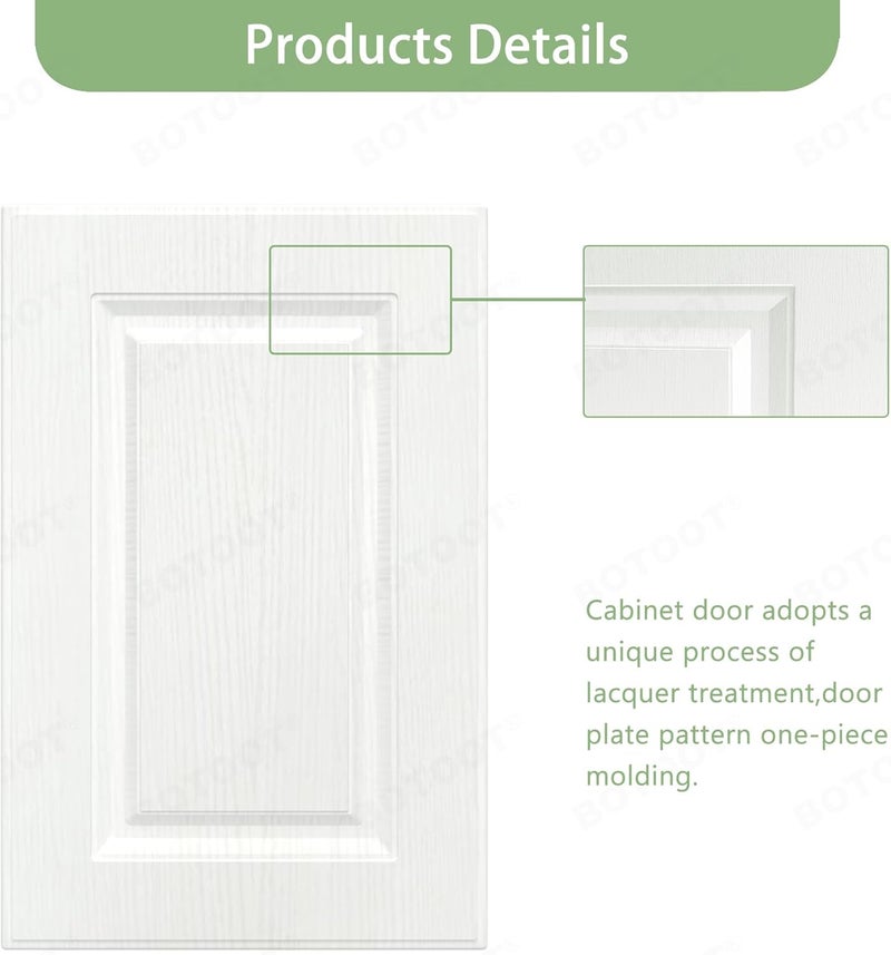 BOTOOT Built-in Cabinet Doors - Cabinet Doors for Kitchen, Living Room, Bedroom, Bathroom - 22.5 Inch High (White Texture, 14.75 Inch Wide) - Image 2