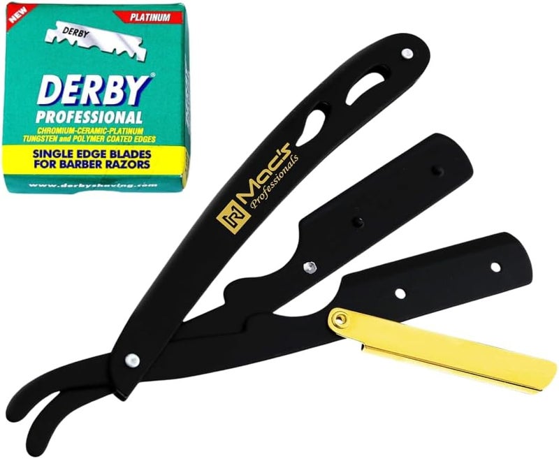 Macs Products شفرات حلاقة مستقيمة احترافية من B&G، مع شفرات ديربي بلاتينية خضراء 100 قطعة - آلية استبدال الشفرات السهلة - مصنوعة من الفولاذ المقاوم للصدأ 100% Macs-051BG1 (B & G مع شفرات بلاتينية خضراء)
