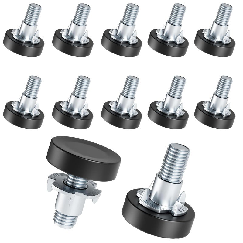 Celuisiva 1/4" Thread Leveling Feet, 12 PCS Adjustable Furniture Levelers with T-Nuts, Threaded Screw-in Table Feet for Individual Adjustment - Image 1