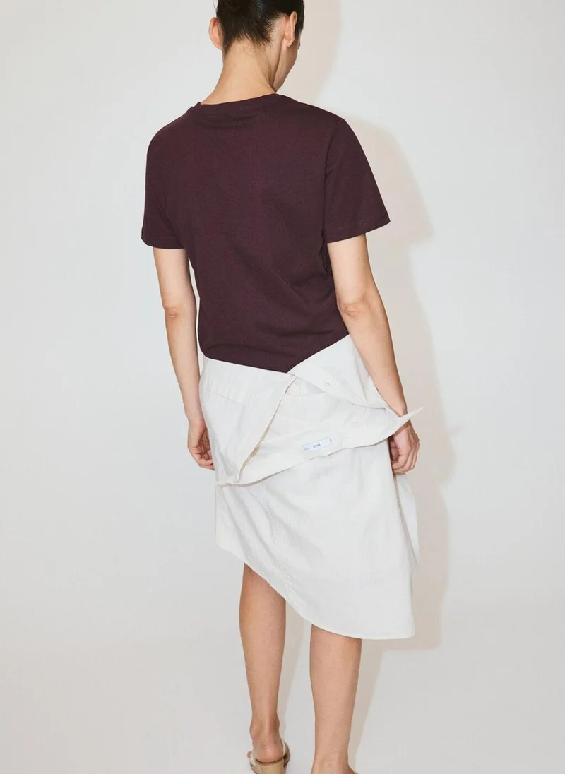 MANGO Rounded Neck Cotton T-Shirt