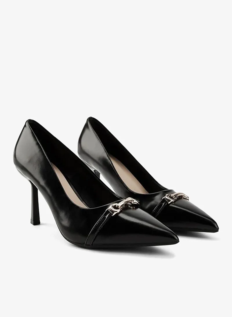 Flora Bella By Shoexpress Metallic Accent Pointed Toe Pumps with Stiletto Heel