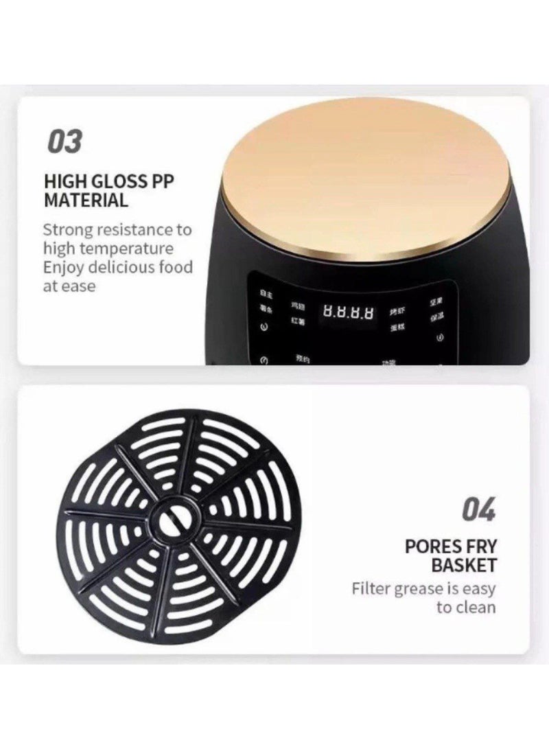 مقلاة هوائية احترافية سعة 6 لتر وشاشة لمس رقمية بقدرة 2400 واط – جهاز طهي عصري بخامة عالية الجودة لتحضير طعام صحي بدون زيوت Hمقلاة هوائية احترافية سعة 6 لتر وشاشة لمس رقمية بقدرة 2400 واط – جهاز طهي عصري بخامة عالية الجودة لتحضير طعام صحي بدون زيوت H - Image 4