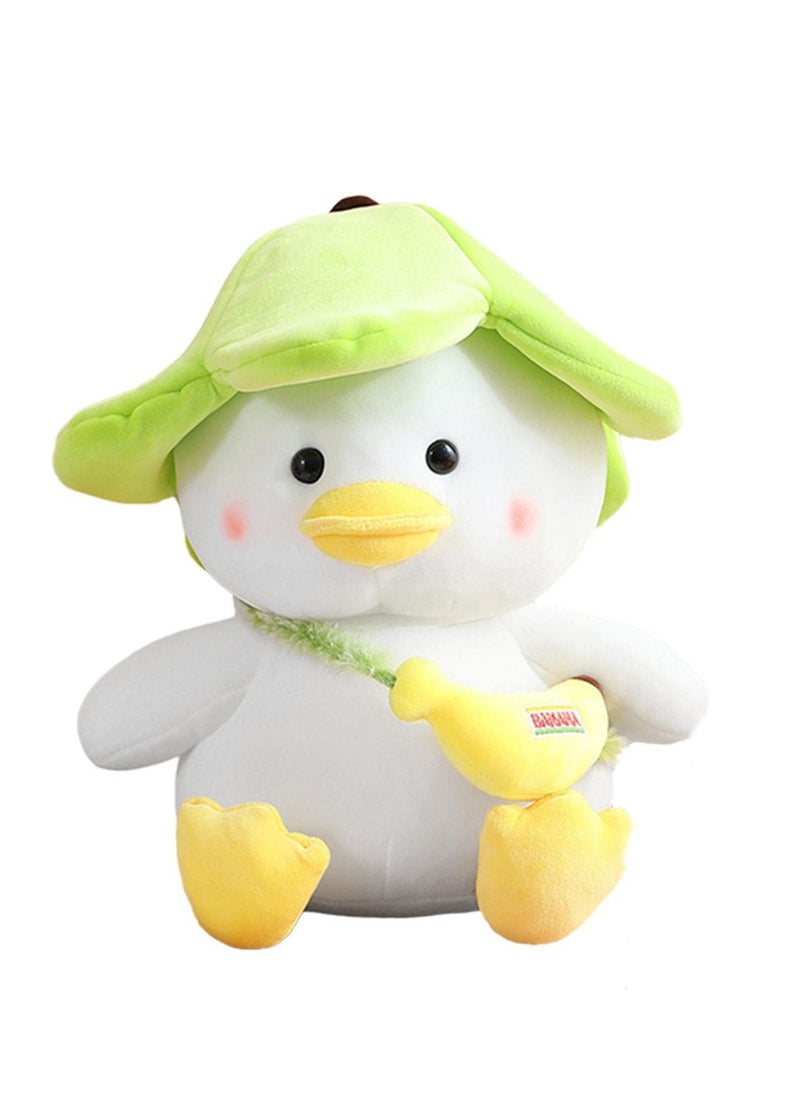 Excefore Green Banana Duck Hat Plush Toy, Banana Duck Stuffed Animal, Soft Fluffy Peel Banan Duckling Hugging Cushion Decor for Girls And Boys Hugging Pillow Gifts for Kids (25cm)  - Image 1
