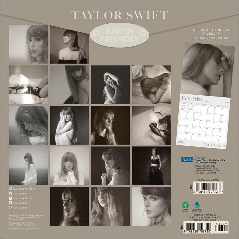 Browntrout Taylor Swift OFFICIAL | 2026 12 x 24 Inch (Hanging) 18 Months Square Wall Calendar | July 2025 - December 2026 - Image 2