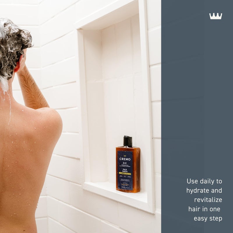 Cremo Palo Santo Barber Grade 2-n-1 Shampoo & Conditioner, Notes of Bright Cardamom, Dry Papyrus and Aromatic Palo Santo,16 Fl Oz - Image 2