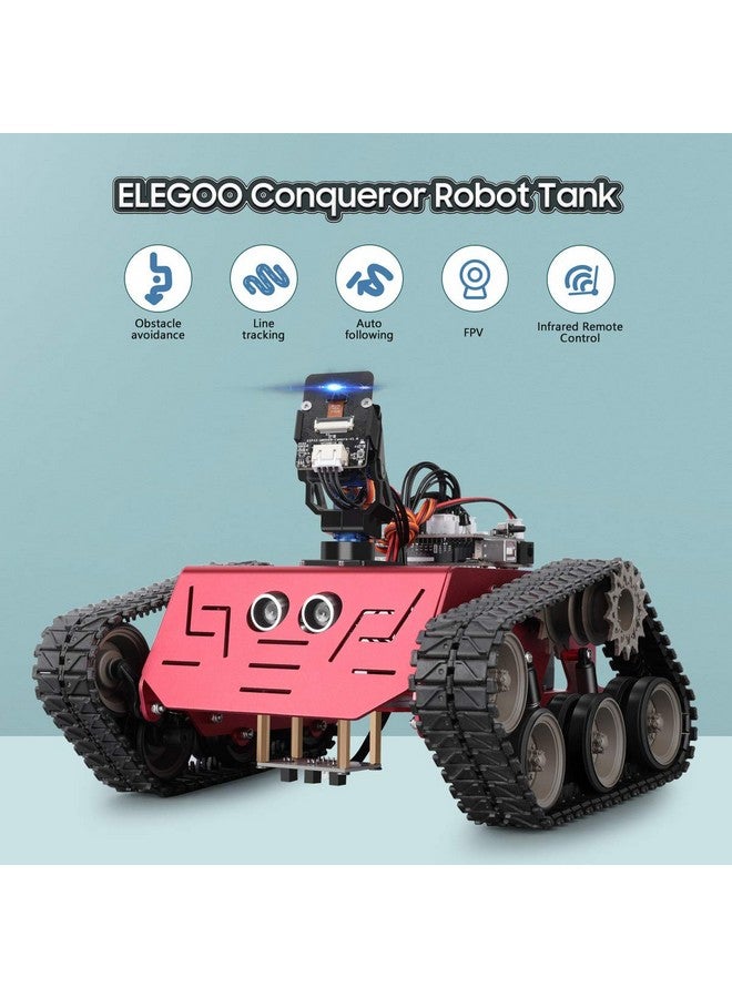 إليجو طقم دبابة روبوت ELEGOO Conqueror مع UNO R3 لـ Arduino Robotics للأطفال من سن 8 إلى 12 عامًا، من 12 إلى 16 عامًا، أطقم علوم STEM، روبوتات البرمجة، ألعاب للأولاد والبنات والمراهقين من سن 8 سنوات فما فوق، مشروع بناء الدوائر الهندسية - Image 2