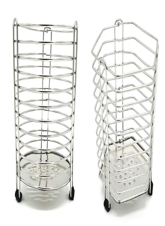 Maskey Premium SS Sturdy ( Pack Of 2 ) Shaped Multiuse Multipurpose Spoon / Cutlery / Stationary Holder / Case / Stand - Image 1