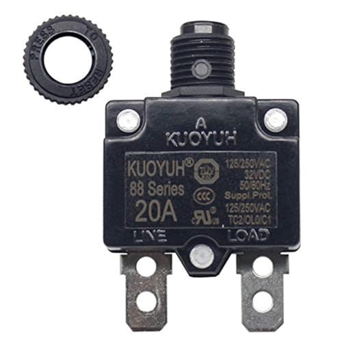 KQEC KUOYUH 20A 88 Series Circuit Breaker 125/250VAC 50/60Hz Push-to-Reset (20A) - Image 1