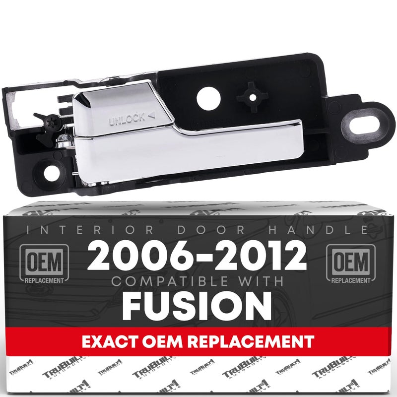 T1A Interior Rear Driver Door Handle Replacement Compatible with 20062012 Ford Fusion 0611 Mercury Milan 0612 Lincoln MKZ All Chrome Plastic OEM 6E5Z5422601B BE5Z5422601A 81704 - Image 2