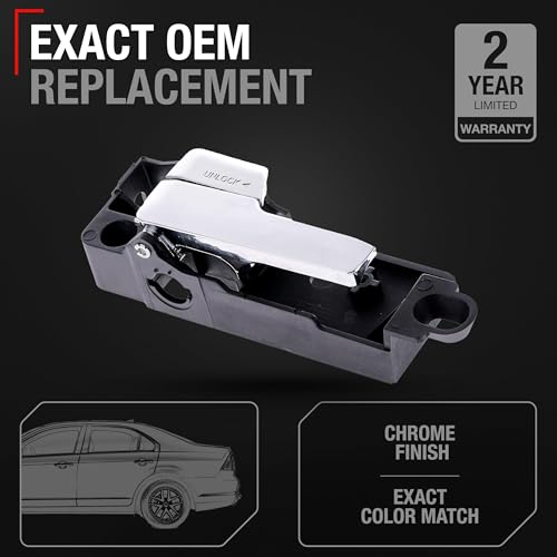 T1A Interior Rear Driver Door Handle Replacement Compatible with 20062012 Ford Fusion 0611 Mercury Milan 0612 Lincoln MKZ All Chrome Plastic OEM 6E5Z5422601B BE5Z5422601A 81704 - Image 3