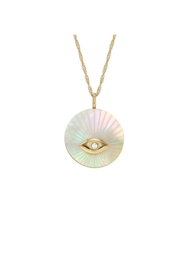 فوسيل قلادة بدلاية عين الشر مطلية بالذهب من الفولاذ المقاوم للصدأ - Image 2