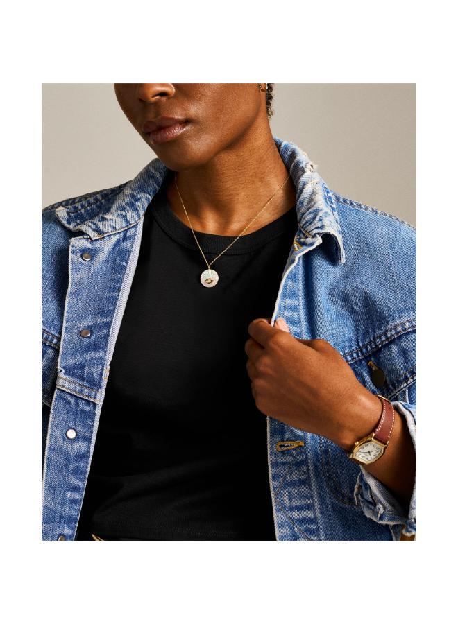 فوسيل قلادة بدلاية عين الشر مطلية بالذهب من الفولاذ المقاوم للصدأ - Image 5