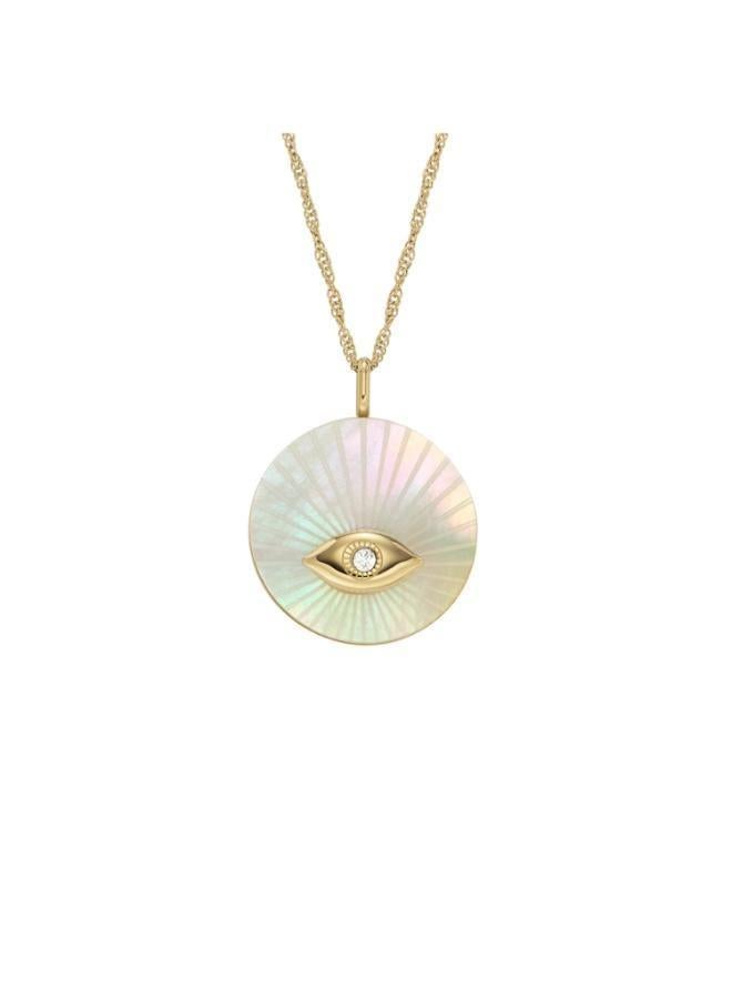 FOSSIL Evil Eye Gold-Tone Stainless Steel Pendant Necklace - Image 1