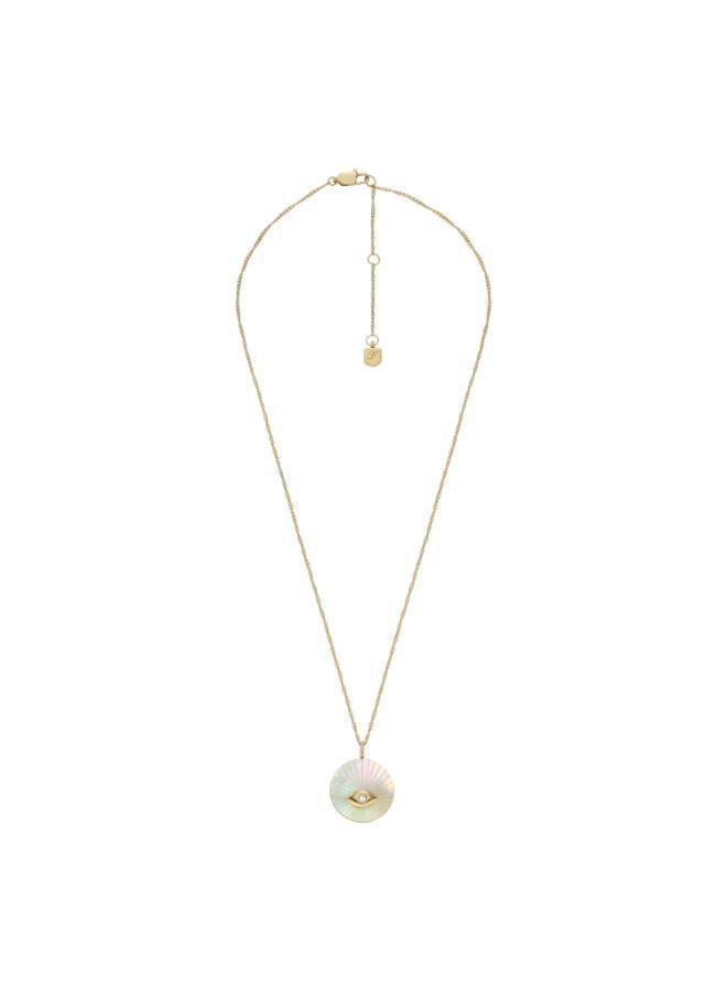 FOSSIL Evil Eye Gold-Tone Stainless Steel Pendant Necklace - Image 5