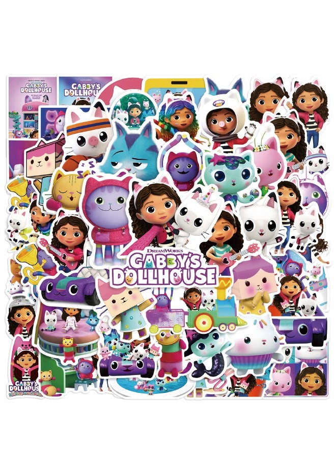 50-Piece Gabby's Dollhouse Stickers,Waterproof Unrepeated Cartoon Stickers for Laptop,Skateboard, Water Bottles,Computer,Phone,Guitar, Stickers for Kids Teens Adult  - Image 1