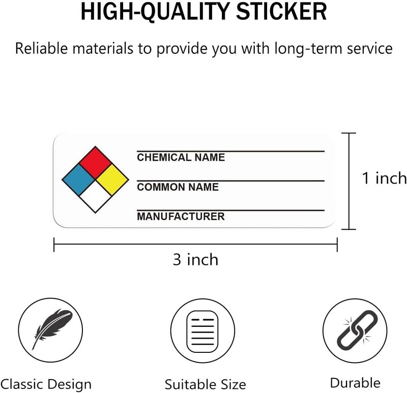 Well Tile SDS Stickers/MSDS Stickers for Chemical Safty Data 1 X 3 Inches - Chemical Identifying and Labeling Sticker Decals - 250 HIMG Write-in Labels - Image 3