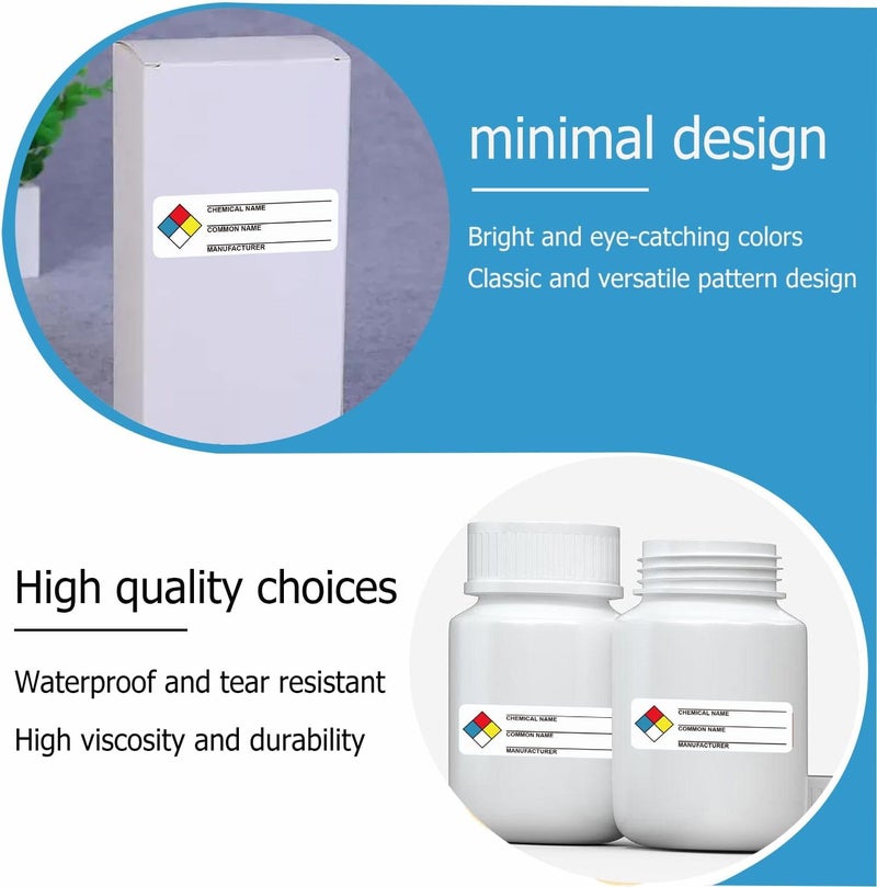 Well Tile SDS Stickers/MSDS Stickers for Chemical Safty Data 1 X 3 Inches - Chemical Identifying and Labeling Sticker Decals - 250 HIMG Write-in Labels - Image 2