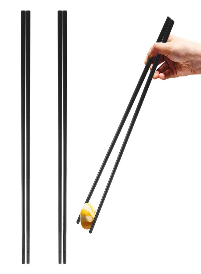 PYBBO 11.8Inches (30cm)Cooking Extended Chopsticks Reusable, 2 Pairs Fiberglass Chop Sticks for Kitchen Noodles Frying Hotpot, Japanese Chinese Extra Long Anti-Slip Chopsticks Dishwasher Safe, Black - Image 1