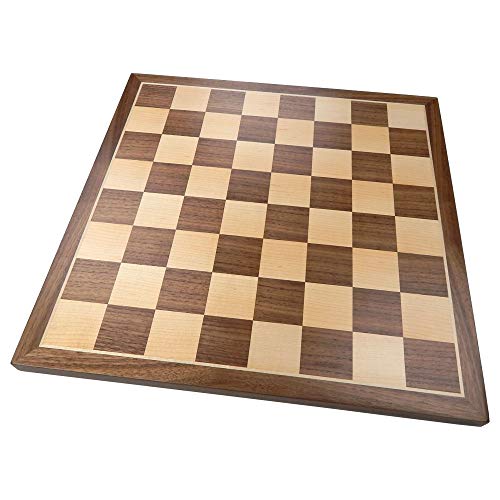 Best Chess Set Madison Extra Thick Chess Board with Inlaid Walnut and Maple Wood Large 16 x 16 Inch Board Only - Image 1