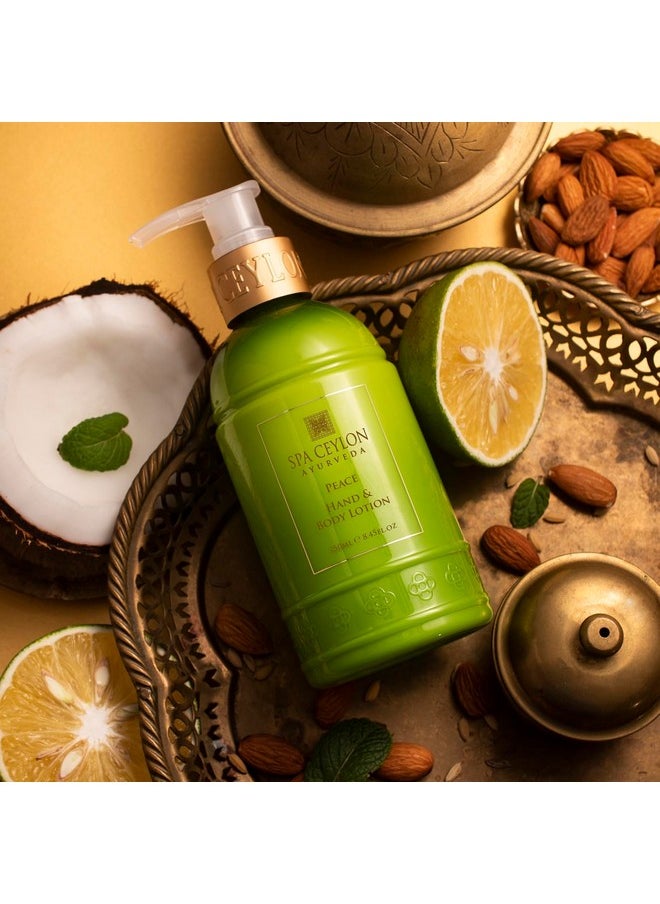 spa ceylon - Peace Hand And Body Lotion | Calming Herbal Moisturizer With Coconut, Almond & Lemongrass | Gentle & Soothing For All Skin Types | Vegetarian & Ethical - Image 1