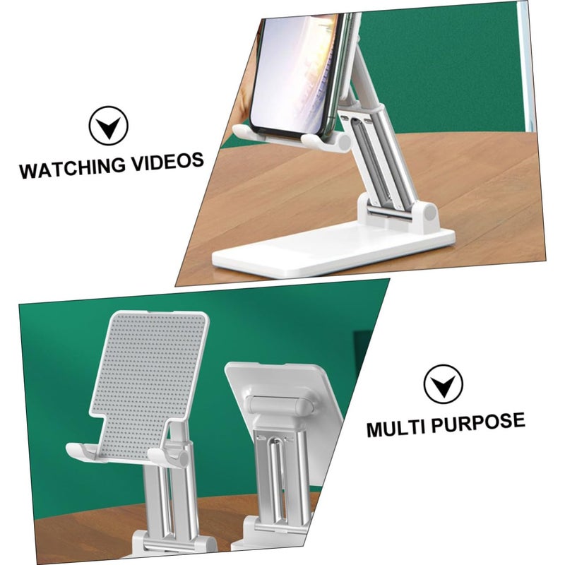 Adjustable Foldable Tablet Phone Stand Dual Rod Height Desktop Charging Dock White - Image 4