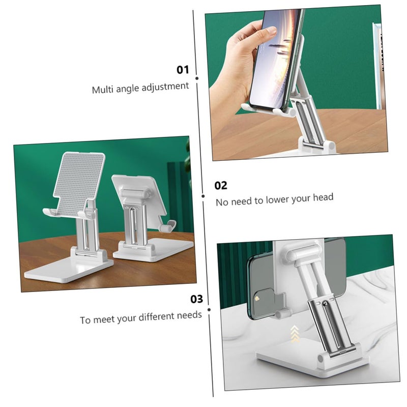 Adjustable Foldable Tablet Phone Stand Dual Rod Height Desktop Charging Dock White - Image 5
