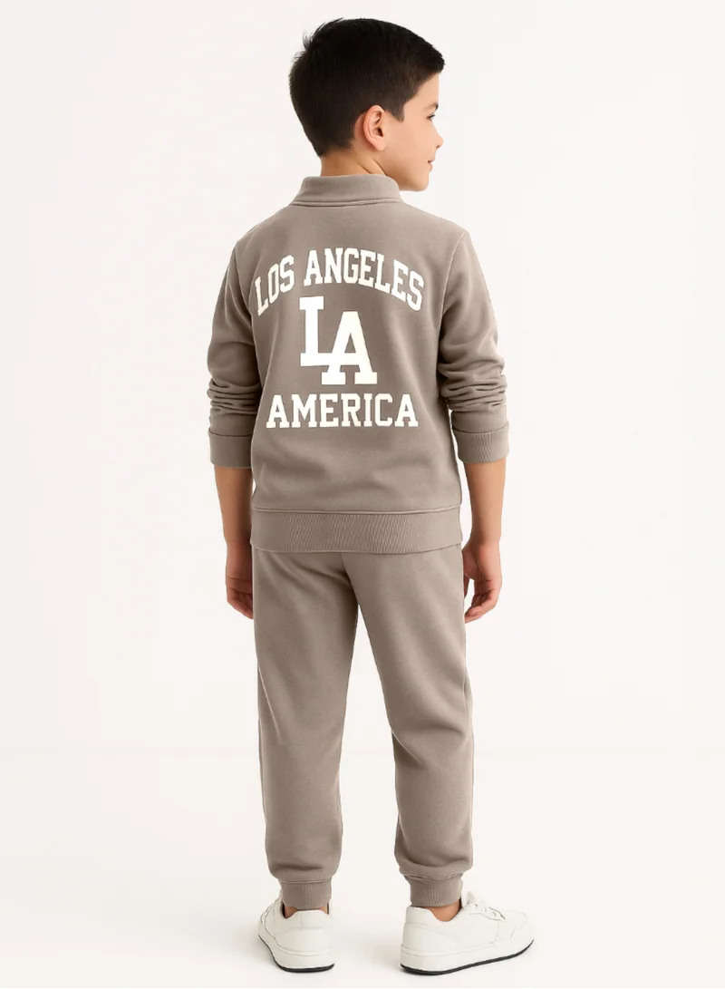 victor and jane Boys LA Zip-Neck Fleece Tracksuit
